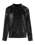 Sequin Funnel Neck Regular Fit Top