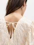 Pure Cotton Ruffle Embroidered Detail Blouse