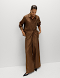 Lyocell Rich Crinkle Collared Shirt