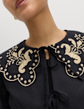 Pure Cotton Embroidered Collared Blouse