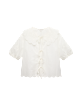 Pure Cotton Embroidered Collared Blouse