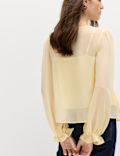 V-Neck Ruffle Detail Long Sleeve Blouse