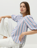 Pure Cotton Printed Puff Sleeve Blouse