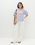 Pure Cotton Printed Puff Sleeve Blouse