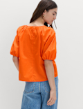 Pure Cotton Printed Puff Sleeve Blouse