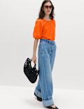 Pure Cotton Printed Puff Sleeve Blouse