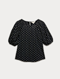 Pure Cotton Printed Puff Sleeve Blouse