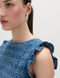 Denim Shirred Tank Top