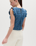 Denim Shirred Tank Top