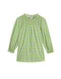Cotton Blend Printed Blouse