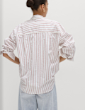 Pure Cotton Striped Lace Oversized Shirt