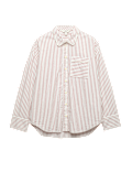 Pure Cotton Striped Lace Oversized Shirt