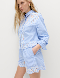 Pure Cotton Embroidered Striped Shirt