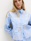 Pure Cotton Embroidered Striped Shirt