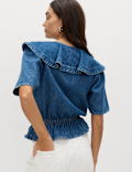 Denim Ruffled Blouse