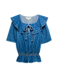 Denim Ruffled Blouse