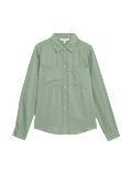 Pure Lyocell Collared Button Through Shirt