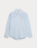 Pure Cotton Shirred Striped Shirt