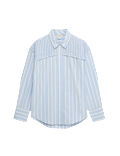 Pure Cotton Shirred Striped Shirt