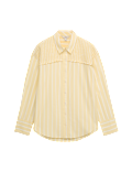 Pure Cotton Shirred Striped Shirt
