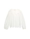 Pure Cotton Broderie Tie Front Blouse