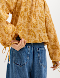 Striped Plisse Tie Detail Blouse