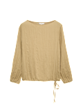 Textured Slash Neck Blouse