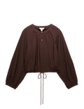 Drawstring Button Through Blouse