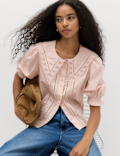 Pure Cotton Embroidered Sailor Collar Blouse