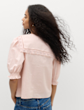 Pure Cotton Embroidered Sailor Collar Blouse