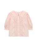 Pure Cotton Embroidered Sailor Collar Blouse