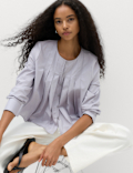 Pure Cotton Pleat Detail Blouse