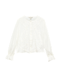 Cotton Rich Embroidered Ruffle Detail Top