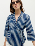 Denim Striped Wrap Shirt