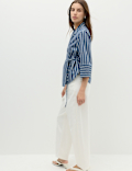 Denim Striped Wrap Shirt