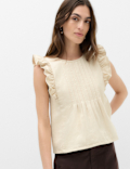 Denim Frill Detail Top