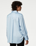 Satin Collared Longline Oversized Shirt