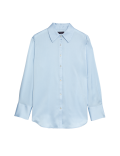 Satin Collared Longline Oversized Shirt