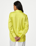 Satin Collared Longline Oversized Shirt