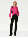 Round Neck Popover Blouse