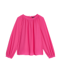 Round Neck Popover Blouse