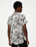 Satin Printed Popover Blouse
