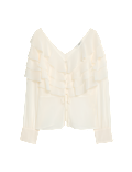 V-Neck Ruffle Tie Detail Button Through Blouse