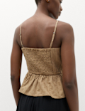 Pure Cotton Embellished Square Neck Cami