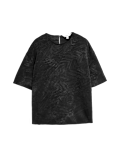 Textured Round Neck T-Shirt
