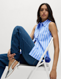 Striped Frill Detail Collared Shirt
