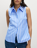 Striped Frill Detail Collared Shirt