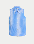 Striped Frill Detail Collared Shirt