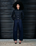 Denim Collared Short Trucker Jacket