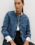 Denim Collarless Jacket